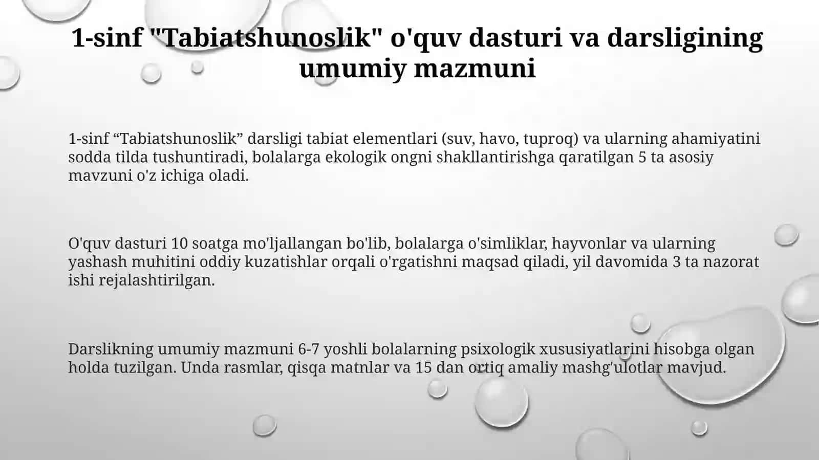 1-sinf "Tabiiyfanlar" dasturivadarsliknioʻrganish,darsnikuzatishvatahlilqilish 3