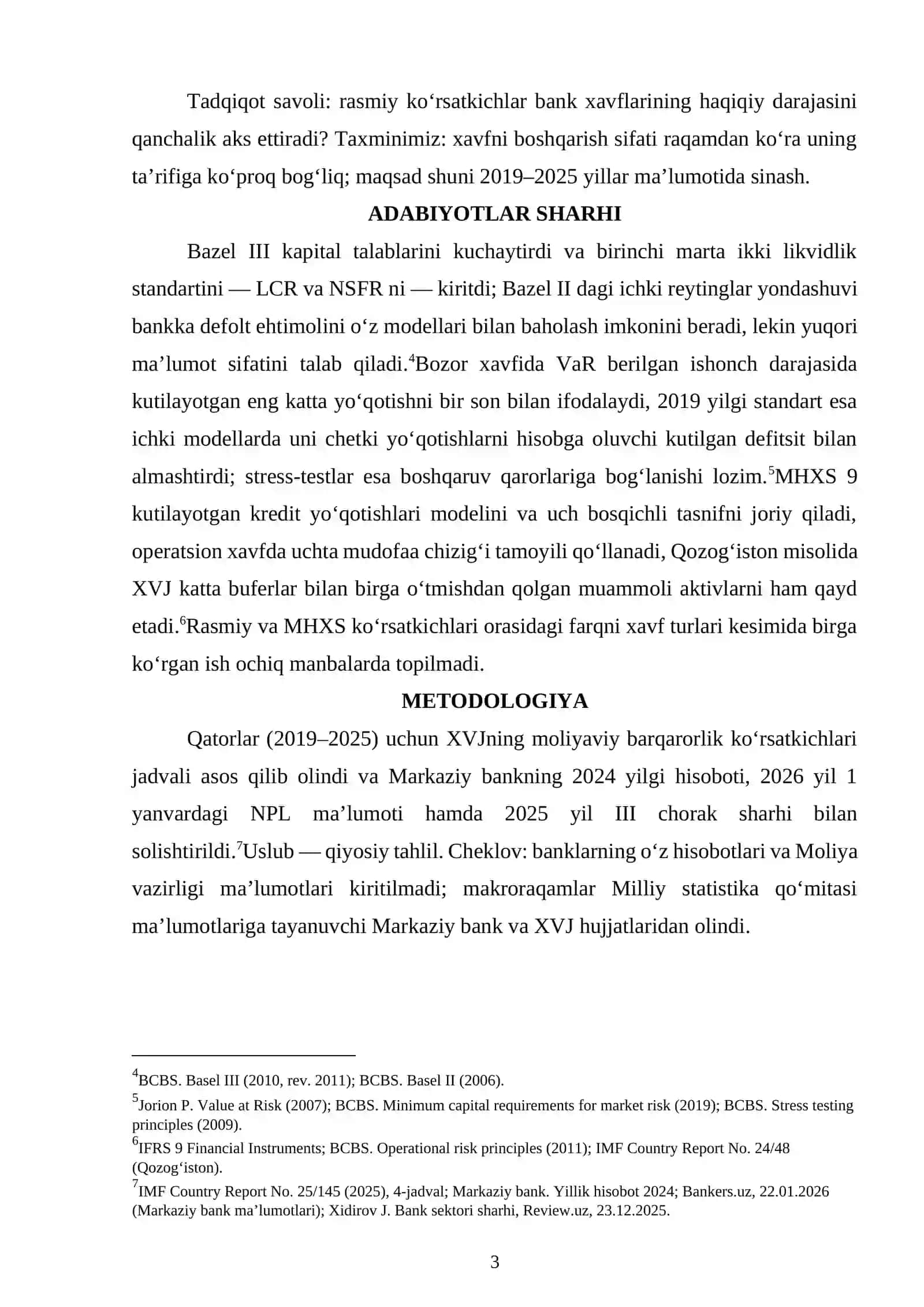 OʻZBEKISTON BANK TIZIMIDA IQTISODIY XAVFLARNI BAHOLASH VA ULARNI BOSHQARISHNING ZAMONAVIY YONDASHUVLARI 3