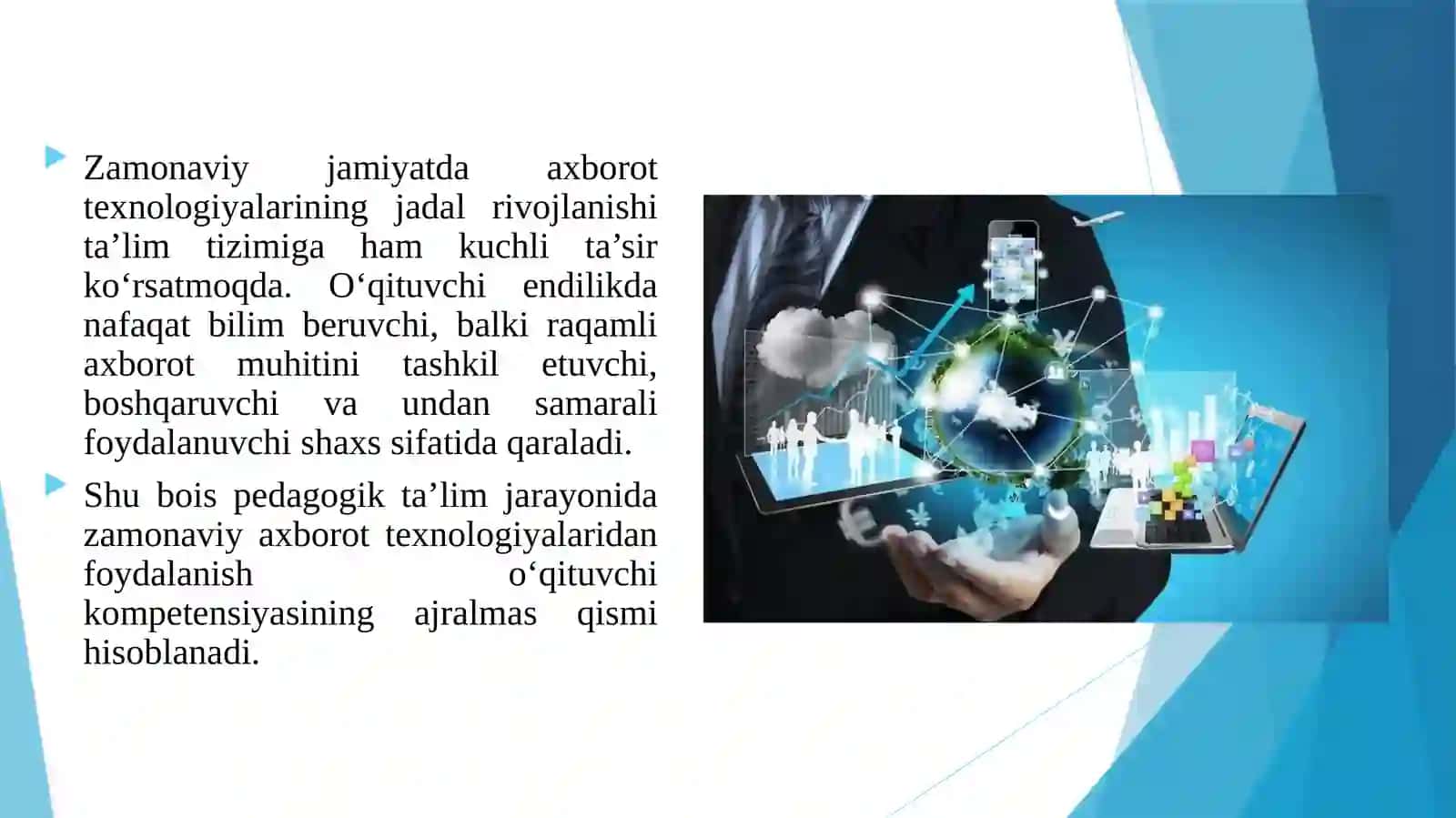 PEDAGOGIK TA'LIM JARAYONIDA O'QITUVCHINING ZAMONAVIY AXBOROT TEXNOLOGIYALARIDAN SAMARALI FOYDALANISHI 3
