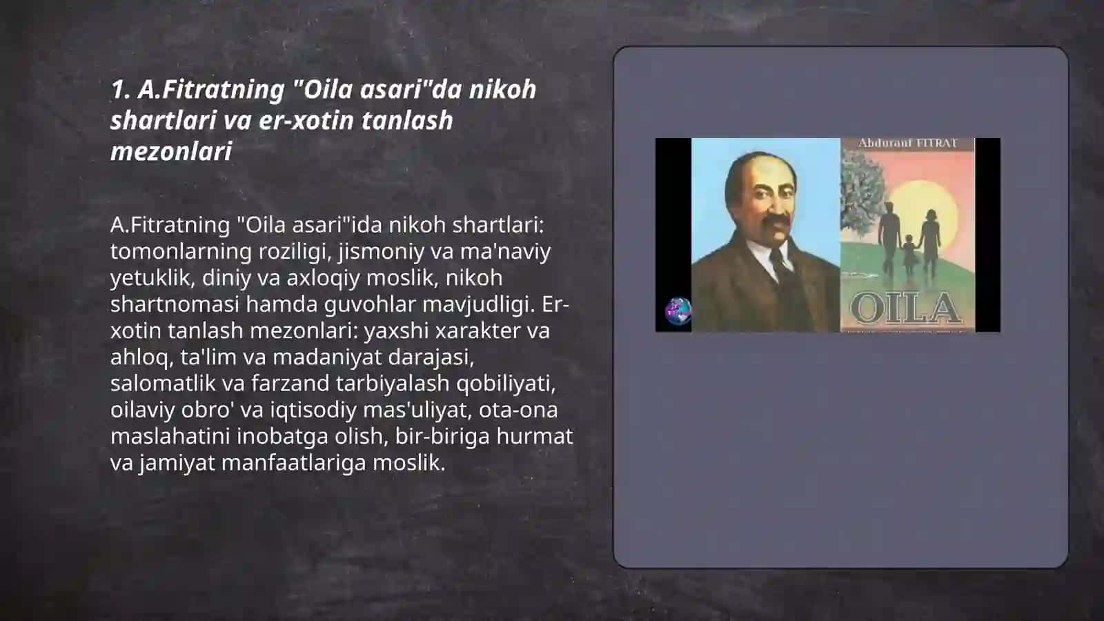 A.Fitratning “Oila asari”dagi oila qurish tartiblari va farzand tarbiyasiga oid g‘oyalar 3