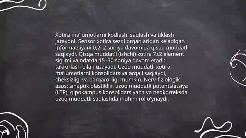 Xotira haqida tushuncha va uning nerv-fiziologik asosi 3