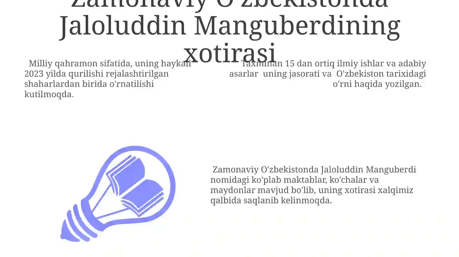 Buyuk allomaning jahon civilizatsiyasiga qo'shgan hissasi Jaloliddin Manguberdi Vatan himoyachilari 3