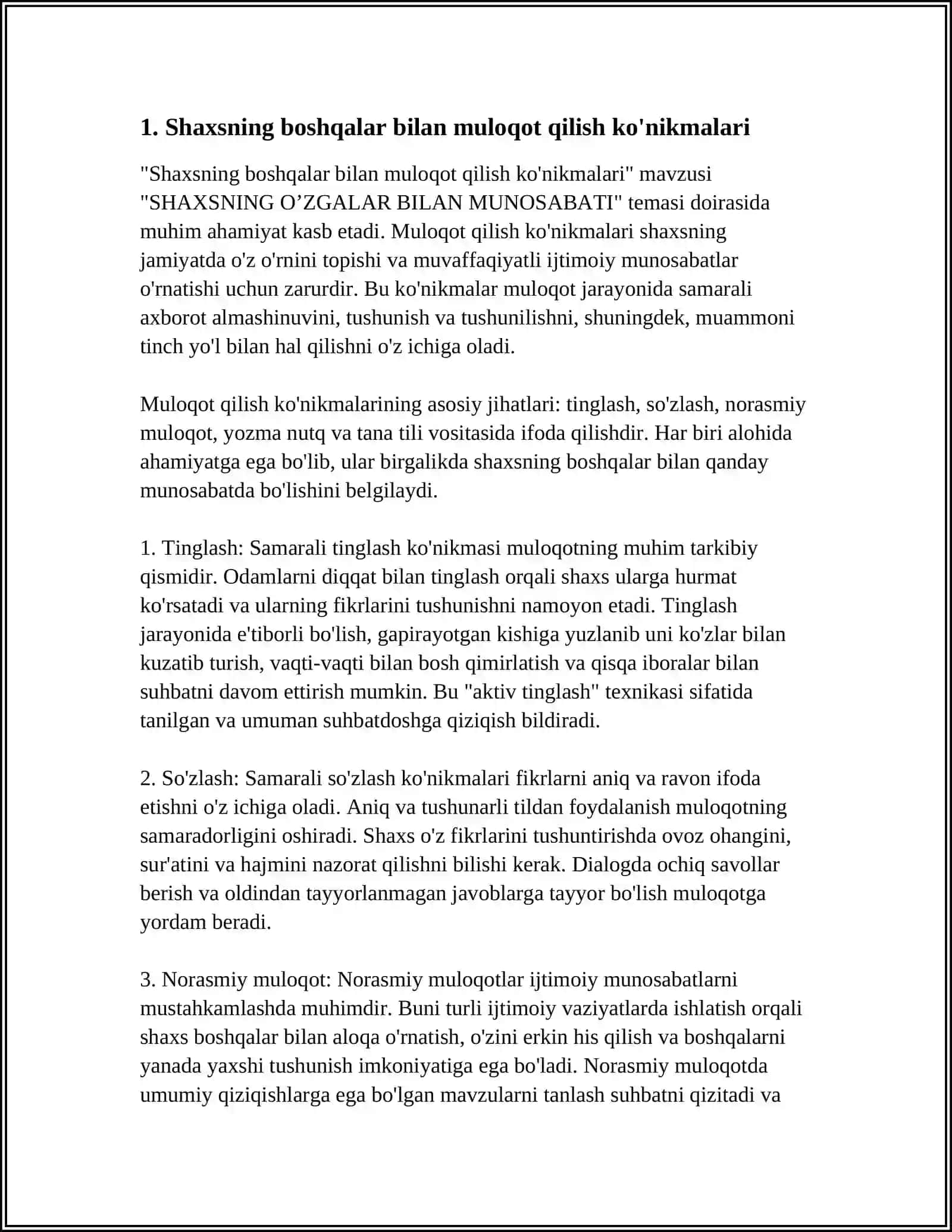 SHAXSNING O’ZGALAR BILAN MUNOSABATI 3