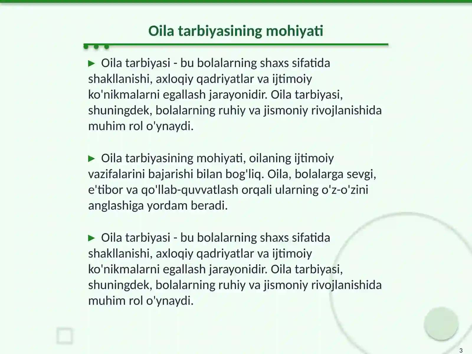 Oila tarbiyasi shakl, metod va vositalari 3