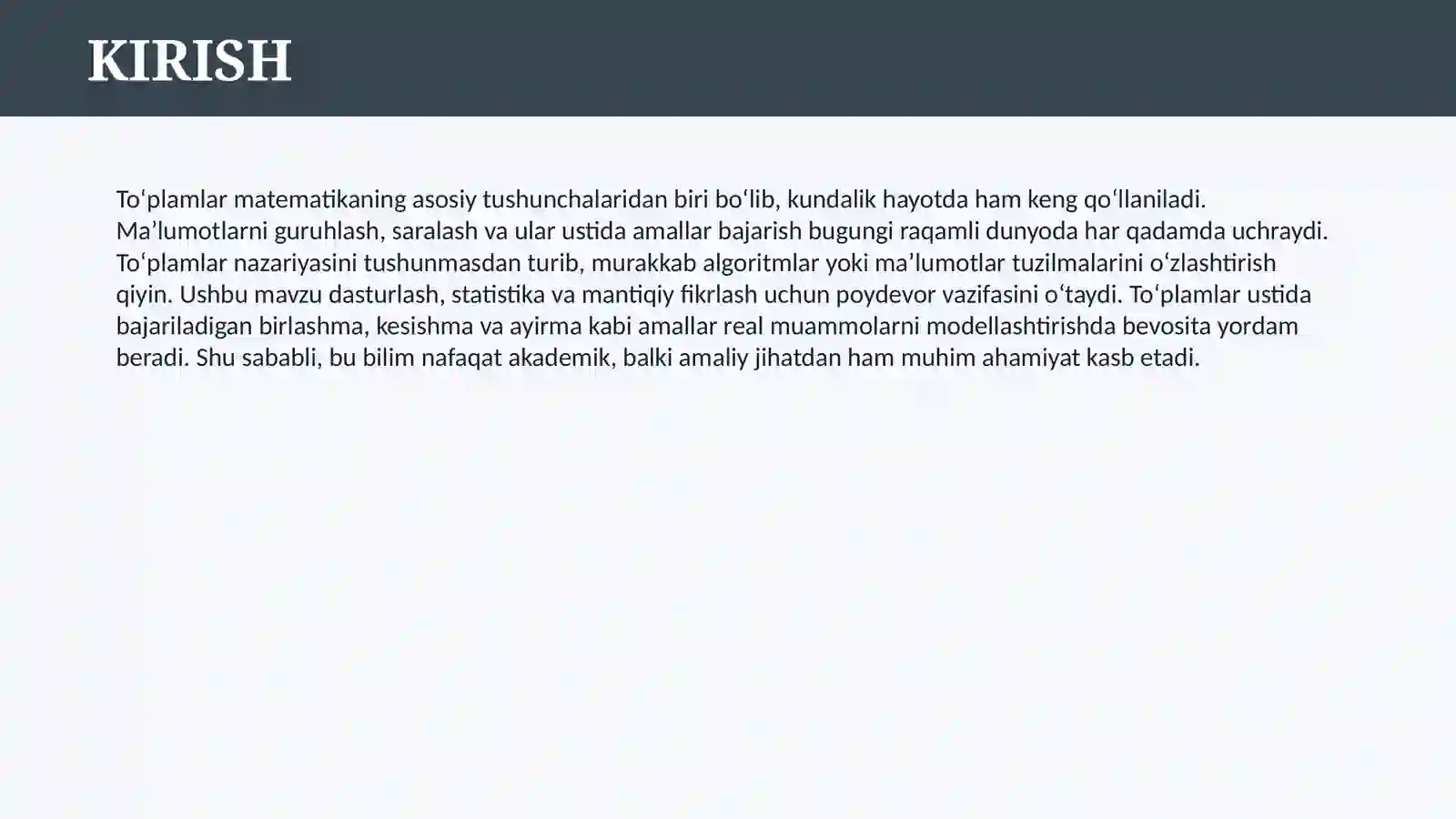 TO’PLAMLAR VA ULAR USTIDA AMALLAR 3