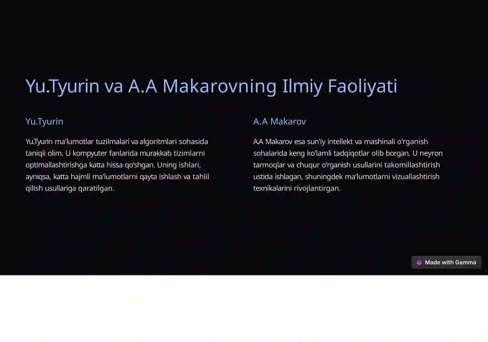 Yu.Tyurin va A.A Makarovlarning Kompyuter Tahlili Yondashuvlari 3