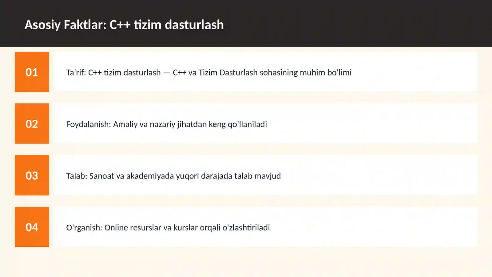 C++ tizim dasturlash 3
