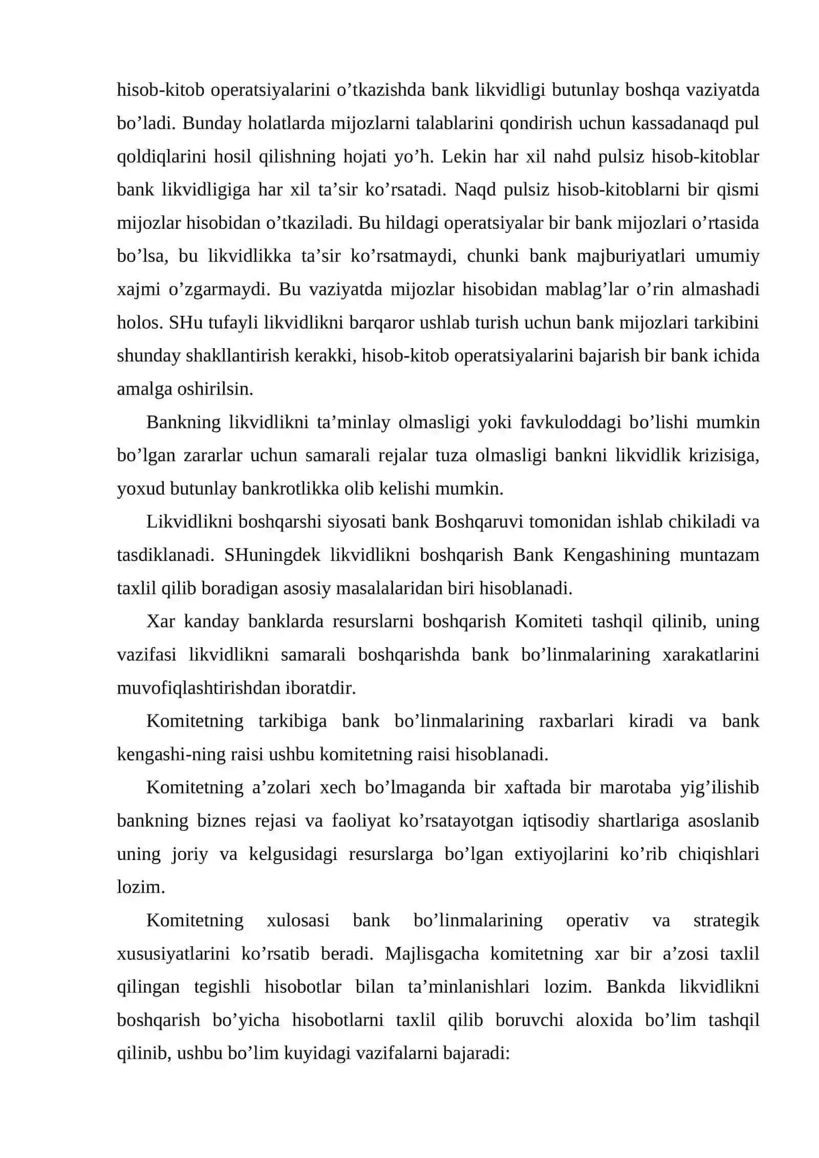Tijorat banklarining likvidligini boshqarish va baholash asoslari 3