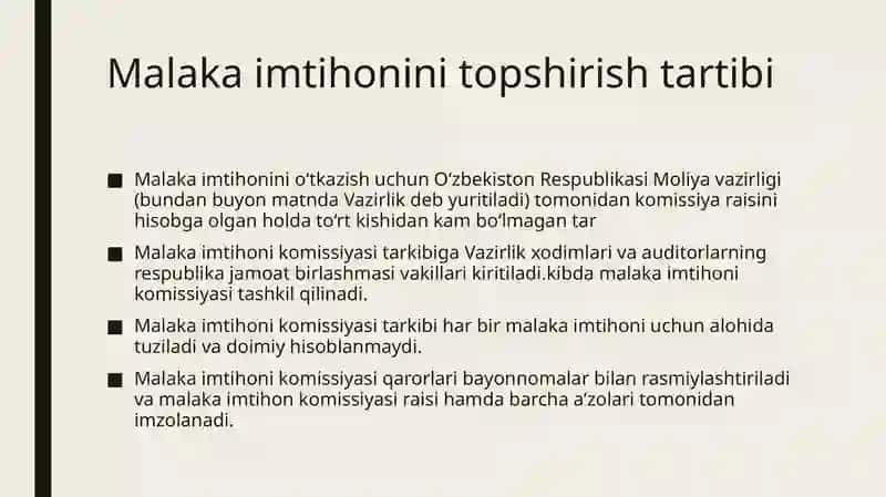 Auditorlik Malakasi sertifikati va unga qo'yilgan talablar 3
