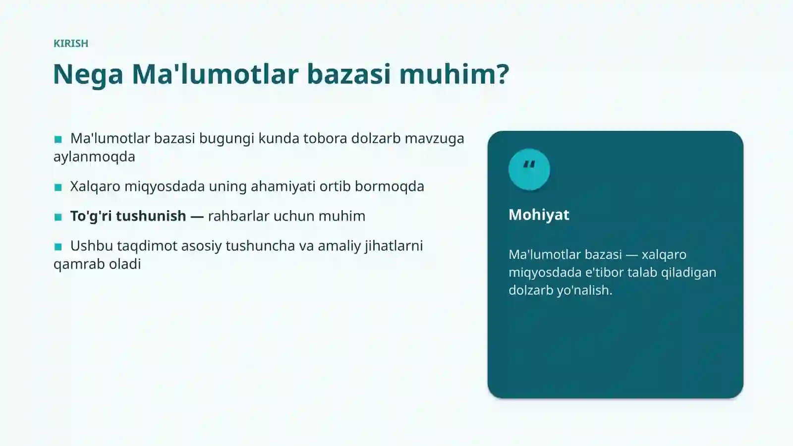 Ma'lumotlar Bazasi 3