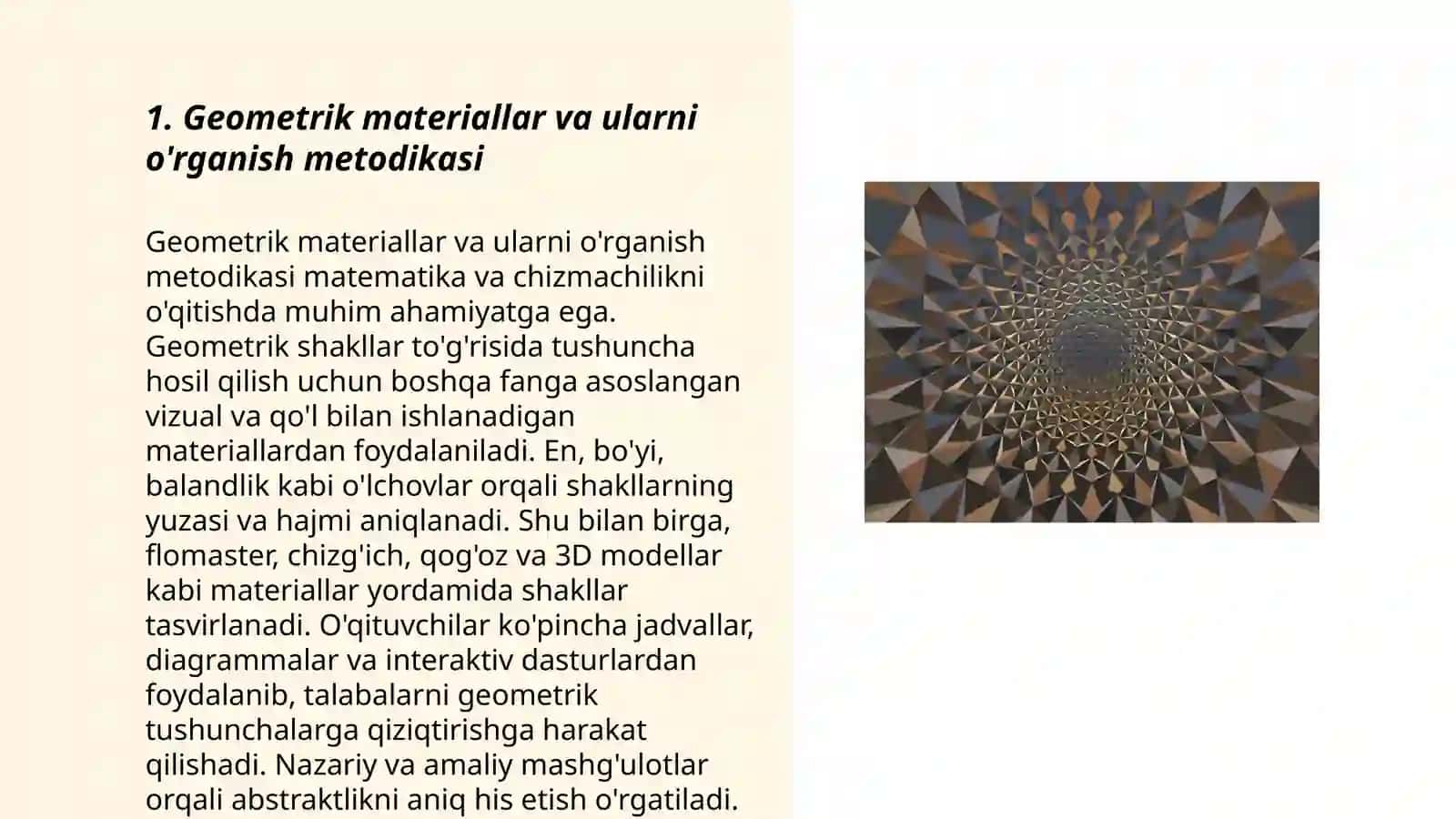 Geometrik materiallarni o'rganish metodikasi 3