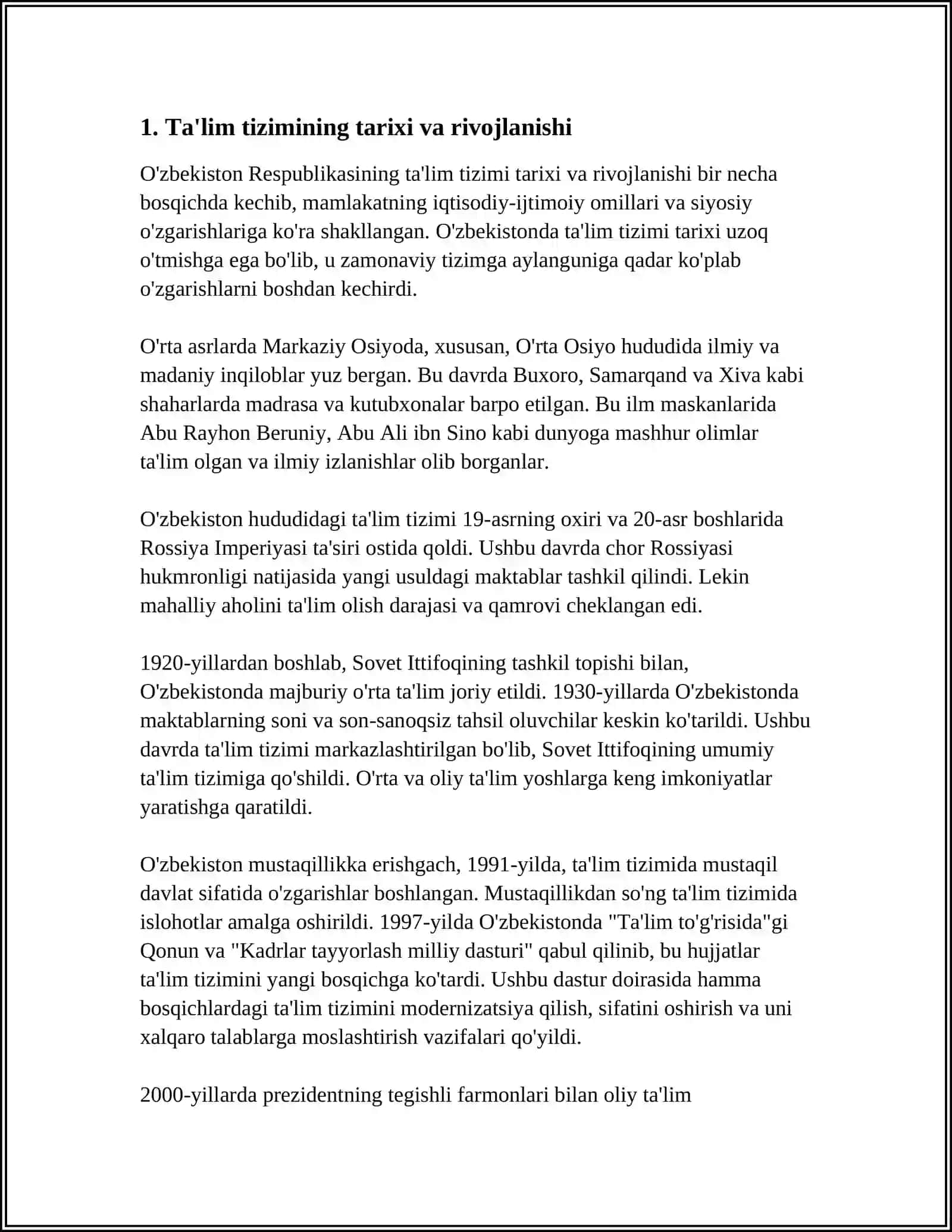 O'ZBEKISTON RESPUBLIKASINING TA'LIM TIZMI 3
