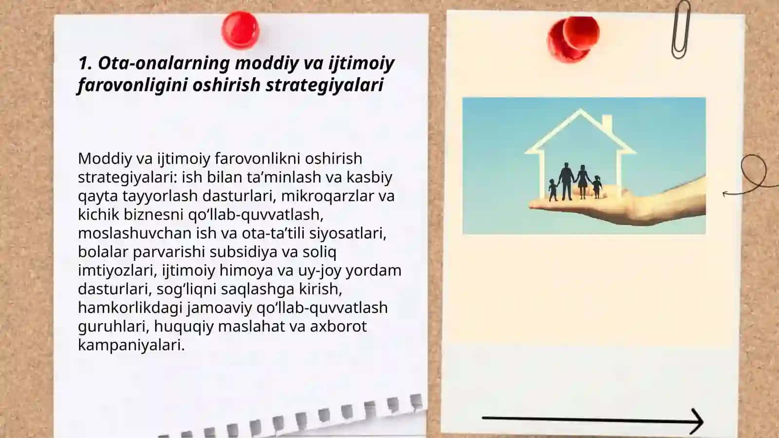 Ota-onalarning farovonligini taminlash.Hamkorlik asosida ijobiy tarbiya jarayoniga otalarni faol jalb etish 3