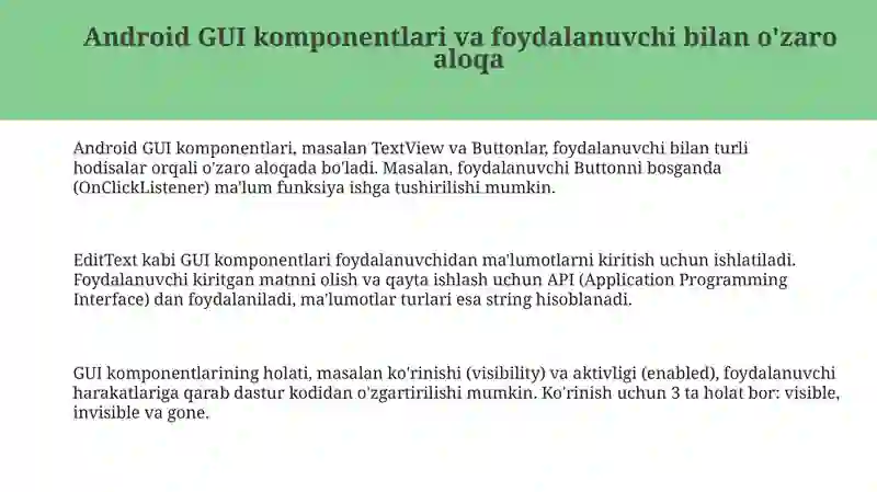 Android GUI komponentlari va Layoutlar 3