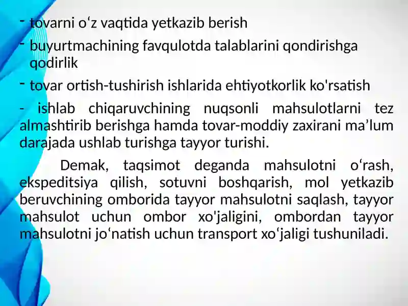 Taqsimot Logistikasi 3