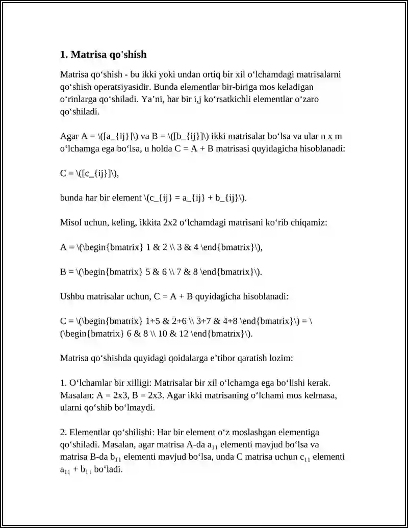MATRITSALAR USTIDA AMALLAR 3