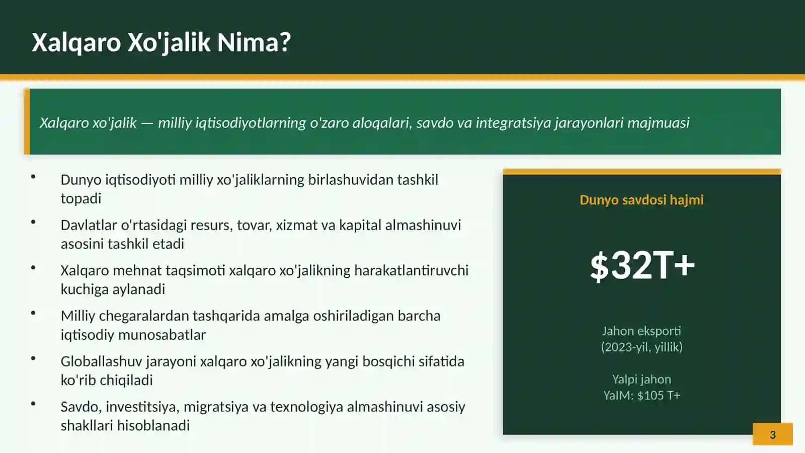 Xalqaro xo'jalikdan global iqtisodiyotga — rivojlanish bosqichlari va integratsiya jarayonlari 3