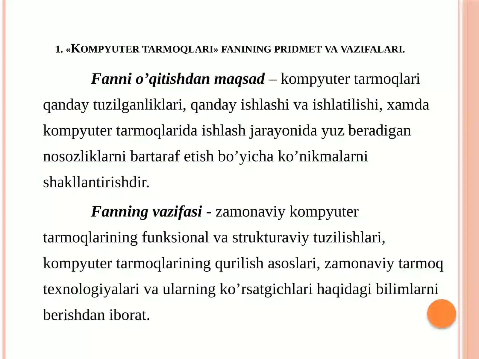 Kompyuter tarmoqlarining evolyutsiyasi.Tarmoq dasturiy ta’minoti 3