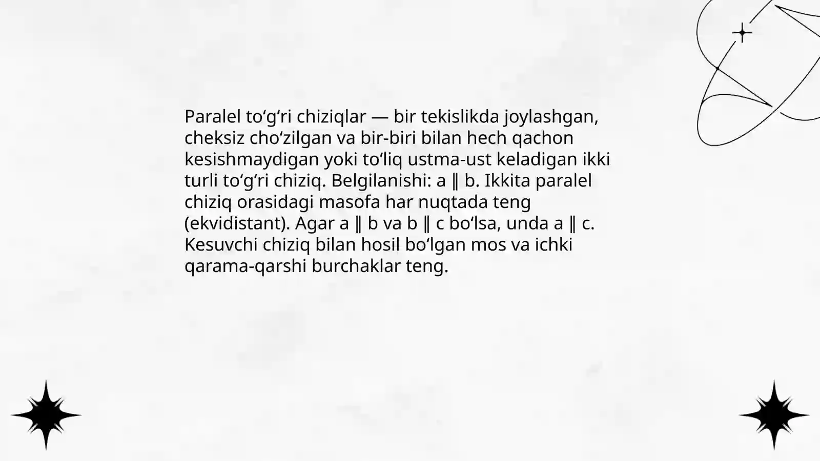 Parallel va perpendikulyar toʻgʻri chiziqlar 3