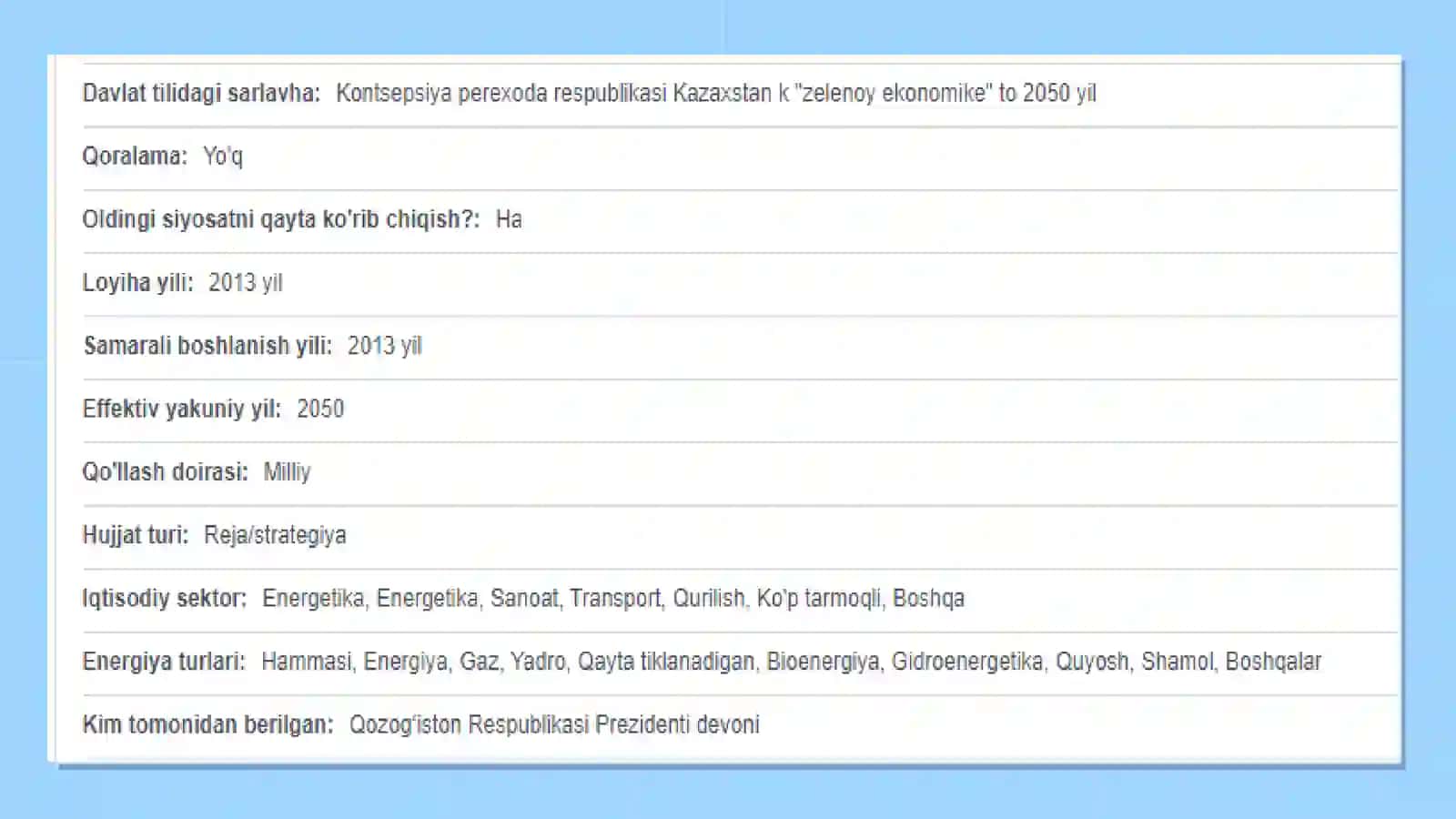 Qozog’istonning yashil iqtisodiyotga o’tish konsepsiyasi 3