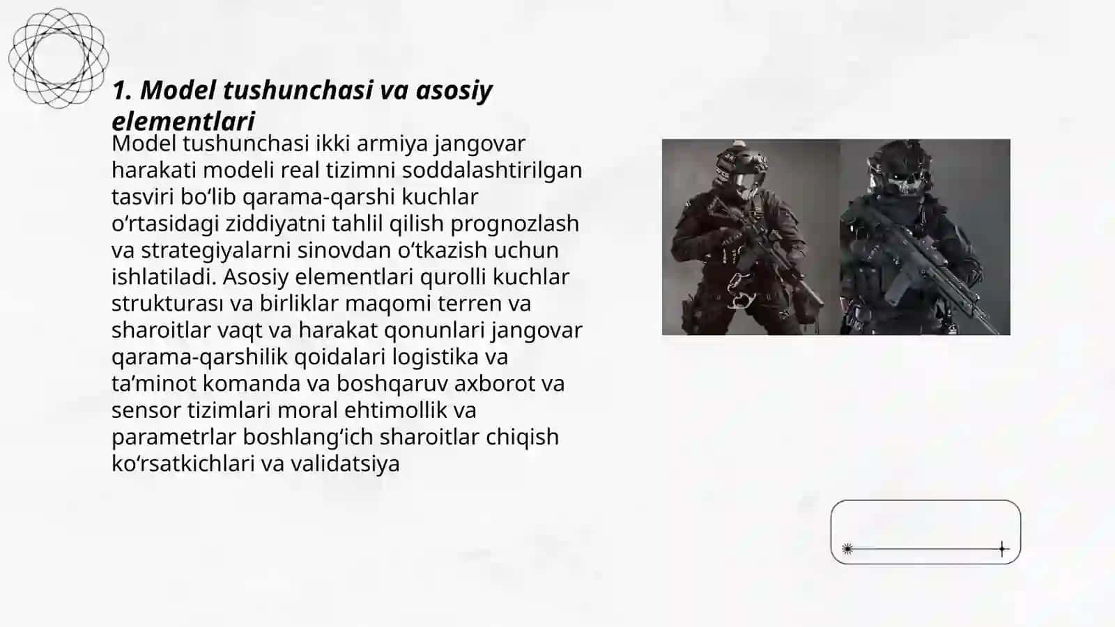 Ikki armiya jangovor harakati modeli 3