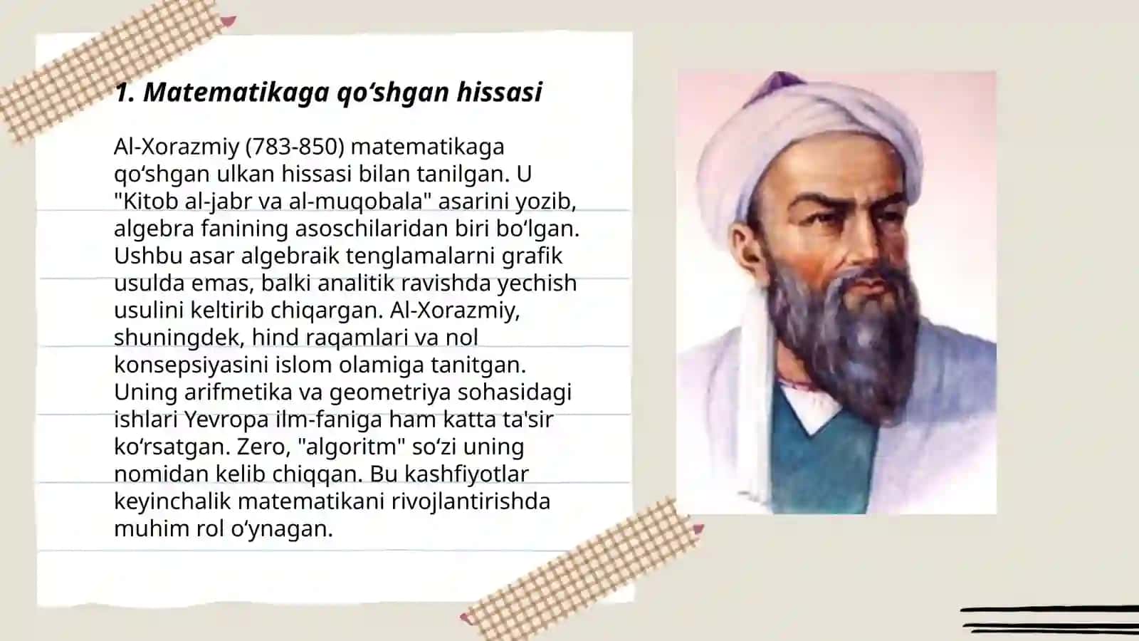 Muhamad al-Xorazmiyning tabiiy-ilmiy qarashlari 3