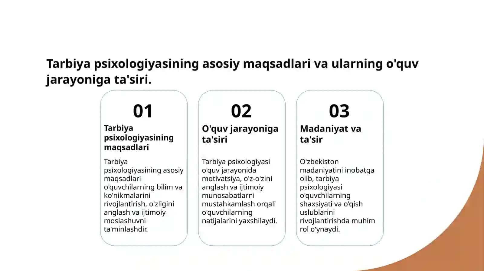Tarbiya psixologiyasi maqsadi, vositalari va metodlari 3