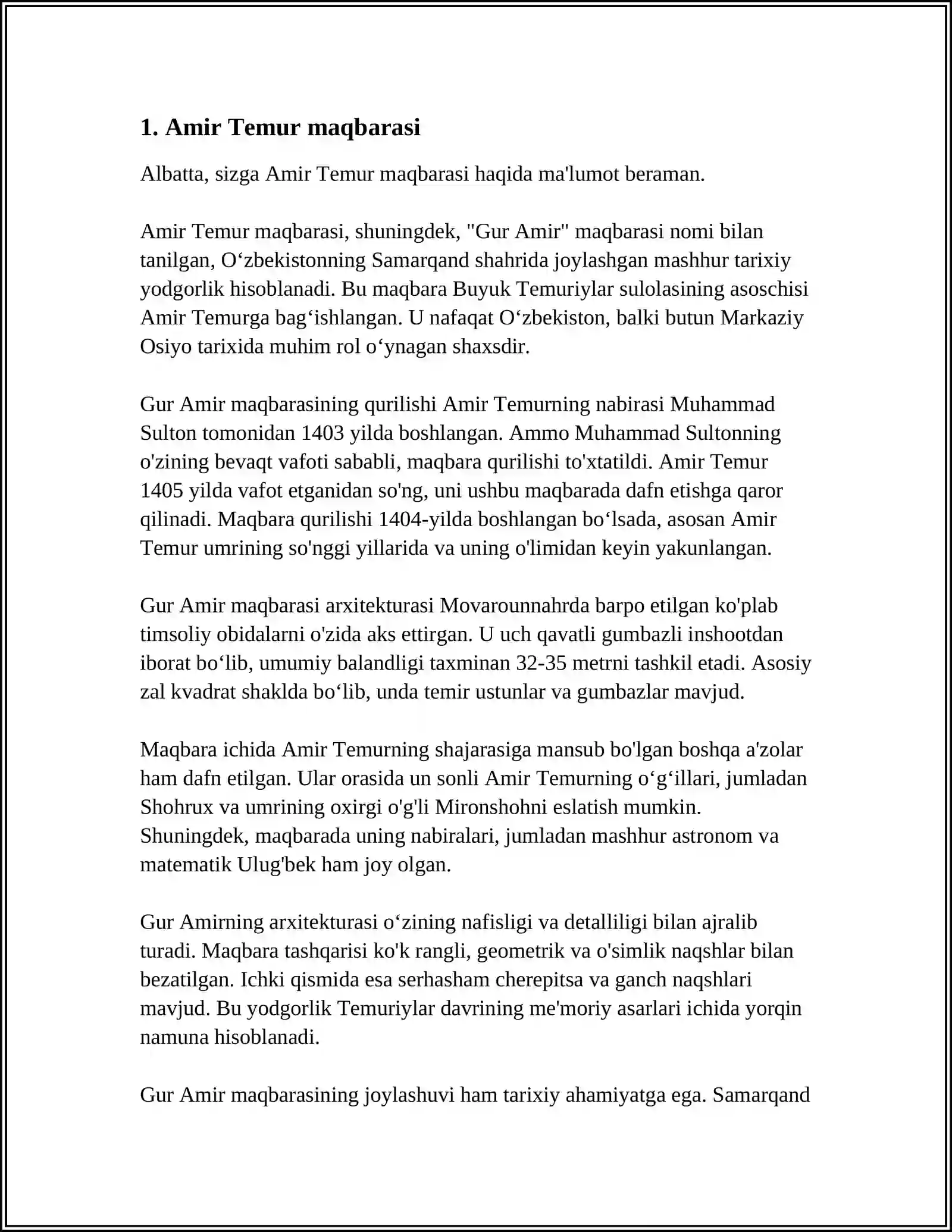 Amir Temur maqbarasi 3