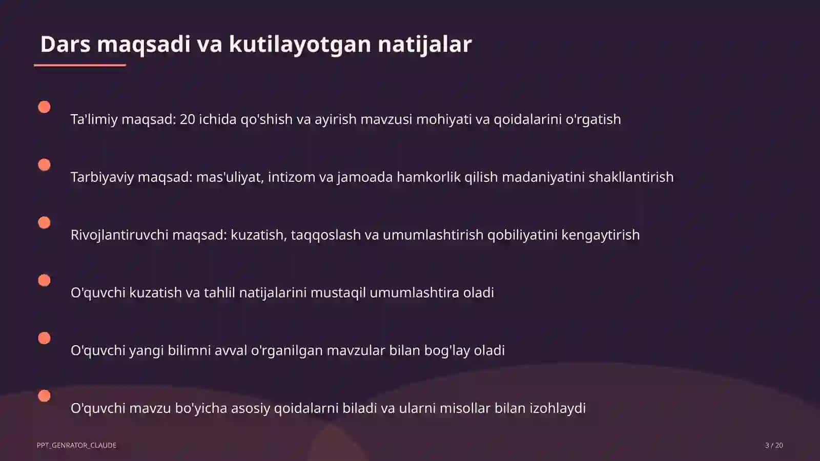 20 ichida qo'shish va ayirish (1-sinf) 3