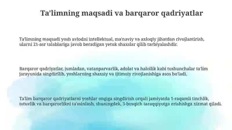 Yoshlar tarbiyasida barqaror qadriyatlarning ahamiyati 3