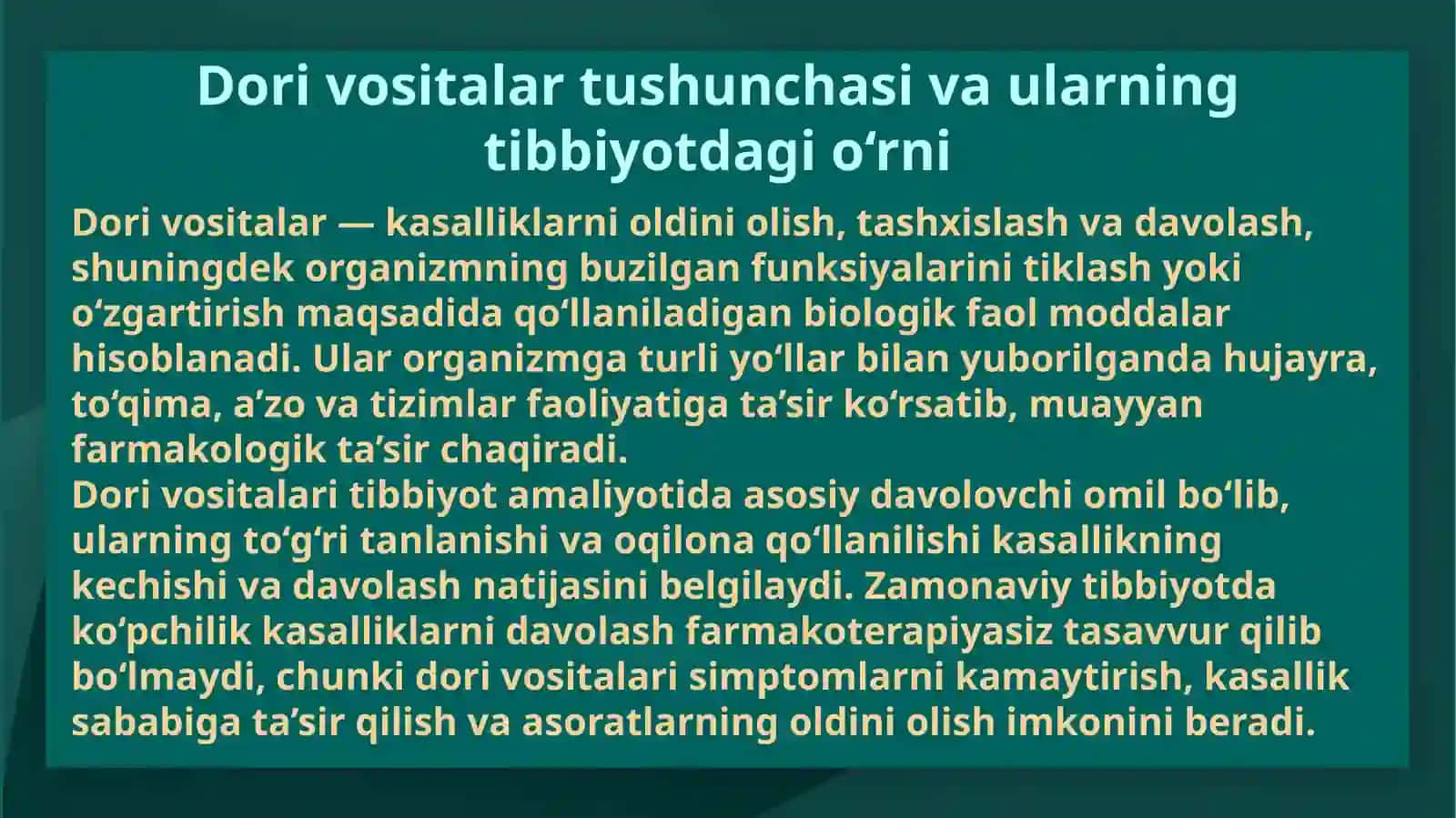 Dorivositalar va ularga qo‘yiladigan talablar 3