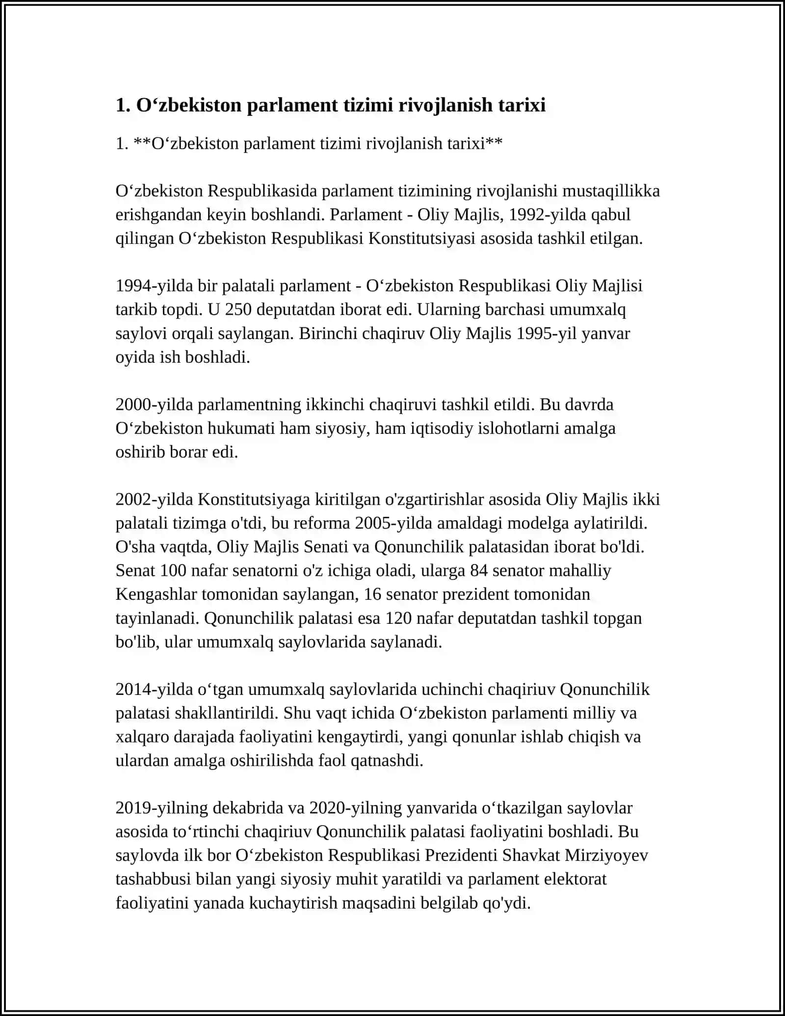 O‘ZBEKISTONDA PARLAMENT SOHASIDA AMALGA OSHIRILGAN ISLOHATLAR 3