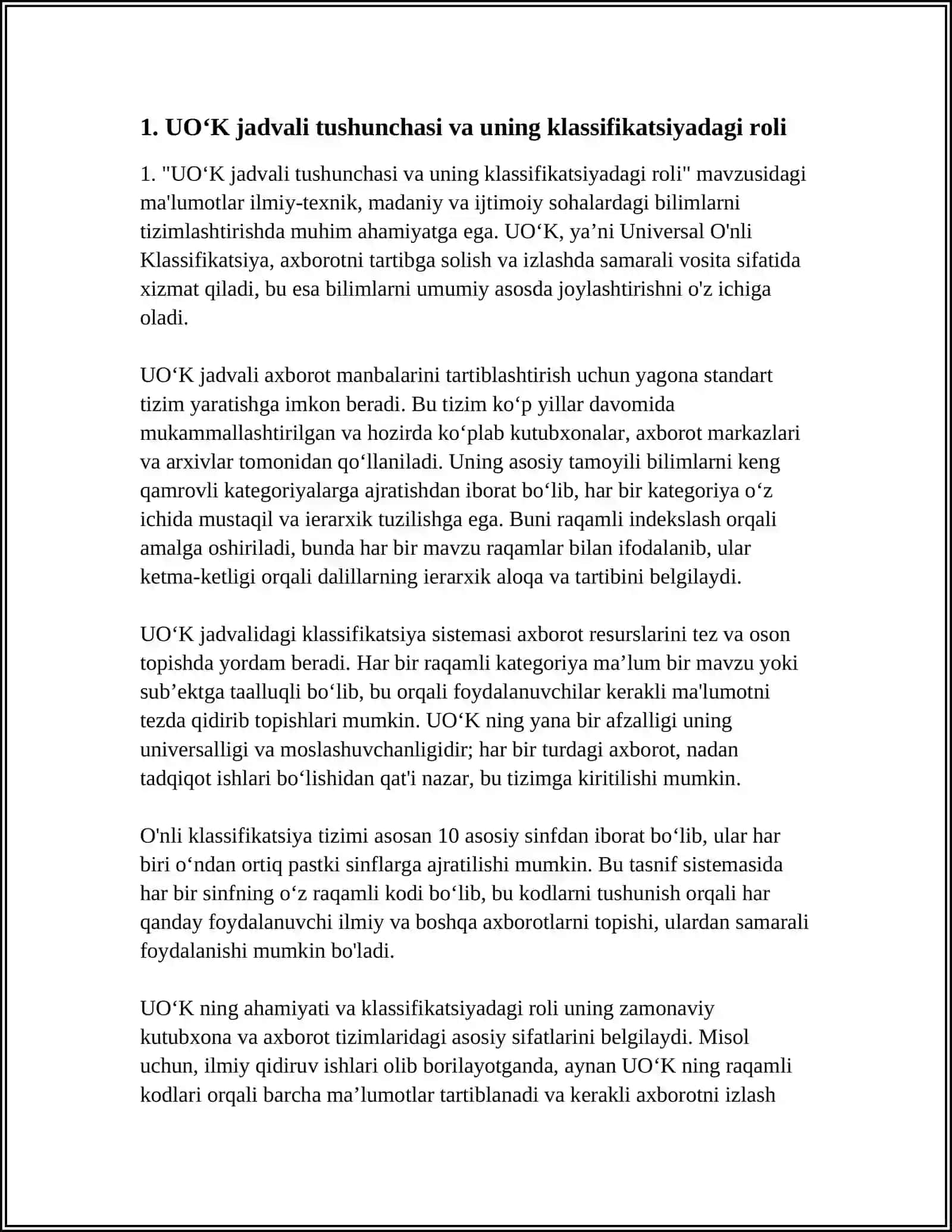 UO‘K JADVALI ASOSIDA KLASSIFIKATSIYALASH PRINSIPLARI 3