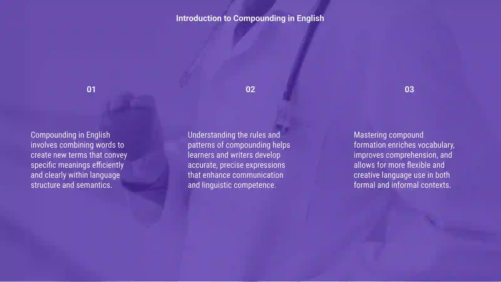 Compounding in English: Structure and Semantics 3