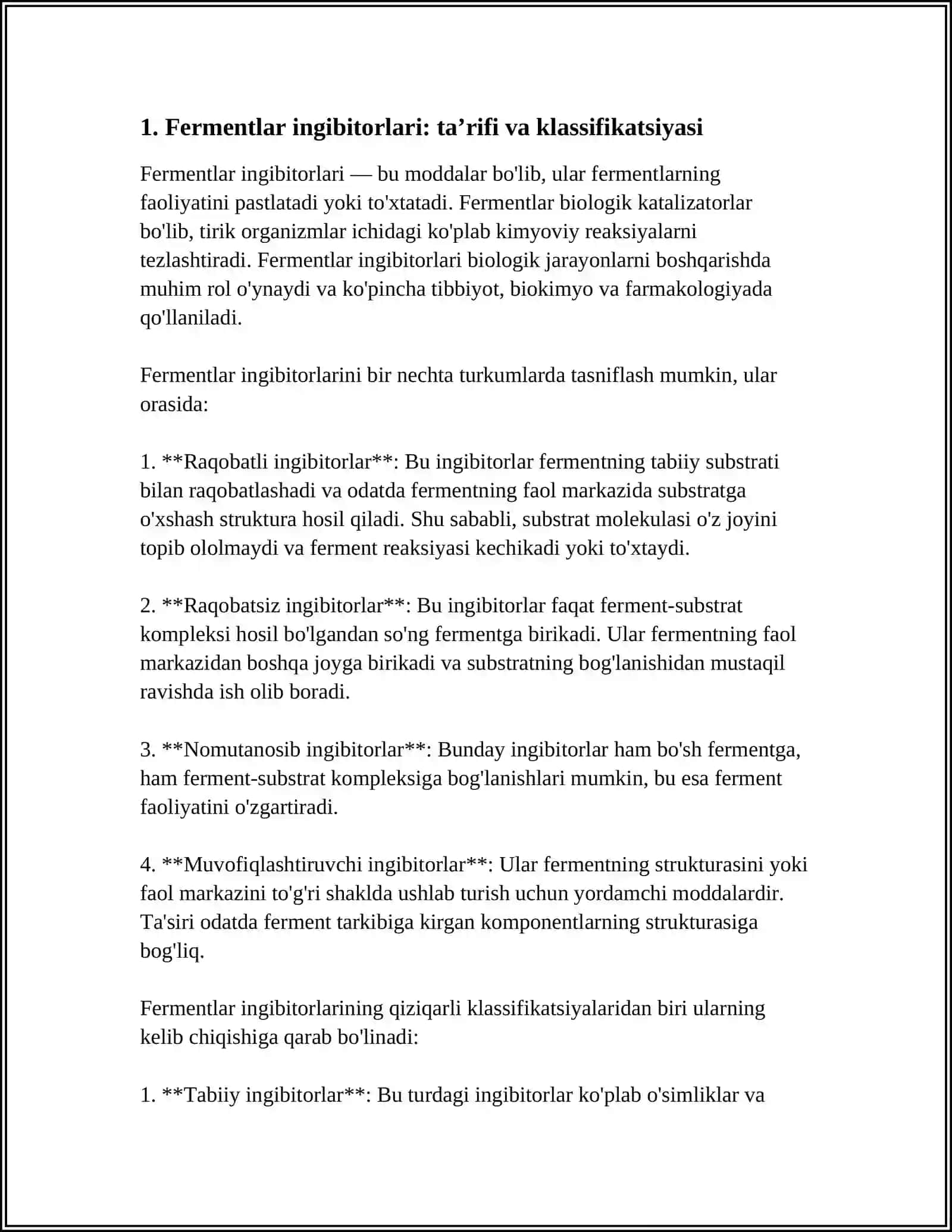 FERMENTLAR INGIBITORLARI, ULARNI KLINIKADA QO'LLANILISHI 3