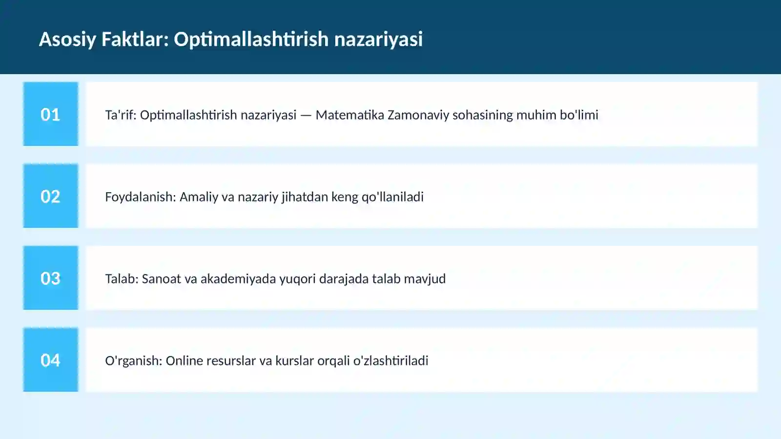 Optimallashtirish nazariyasi 3