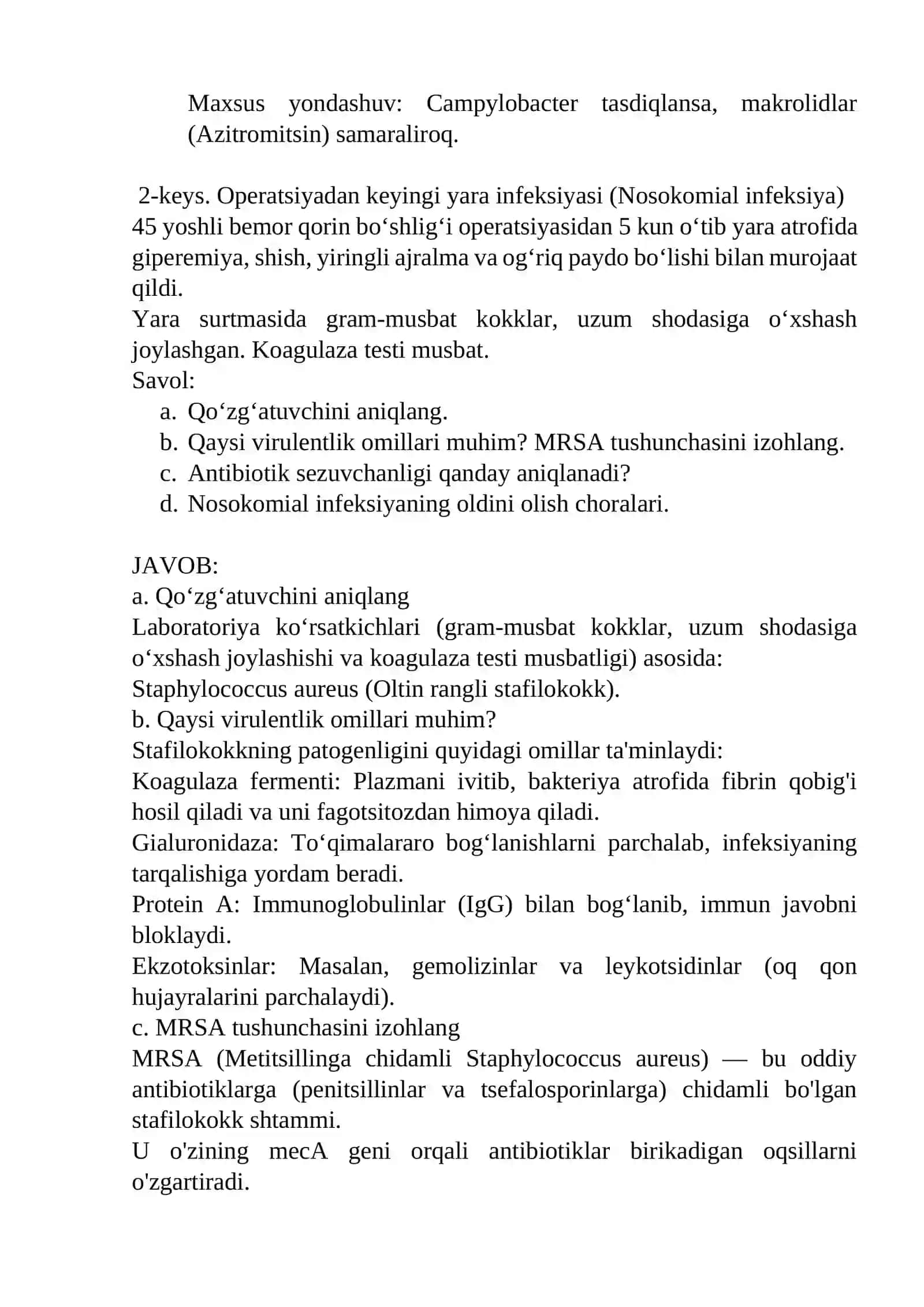 MIKROBIOLOGIYA FANIDAN VAZIYATLI MASALALARIGA VA LABARATORIYA SAVOLLARIGA JAVOBLAR MALUMOTLAR GOOGLE ASOSIDA QISQACHA 3