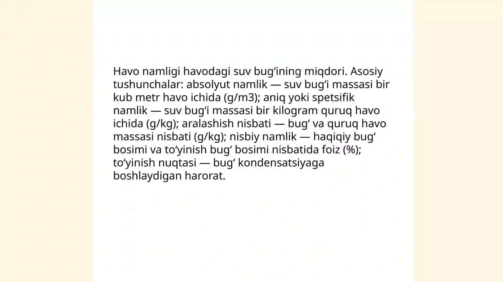 Havo namligi va uni o'lchash 3
