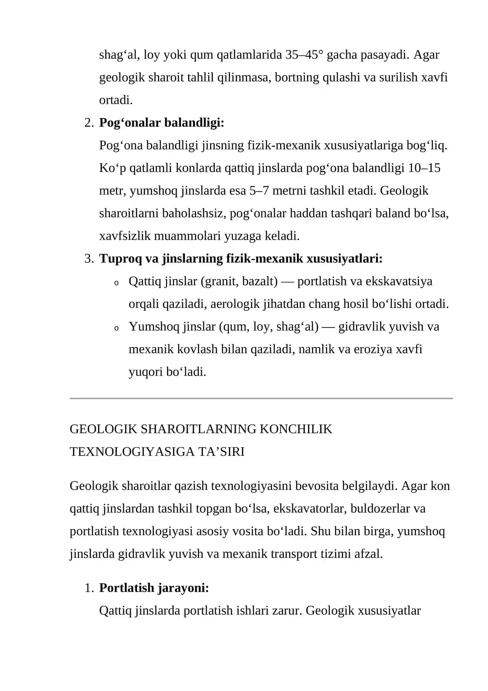 QAZILMA KONLARINI OCHIQ USULDA QAZISHDA GEOLOGIK SHAROITLARNING AHAMIYATI 3