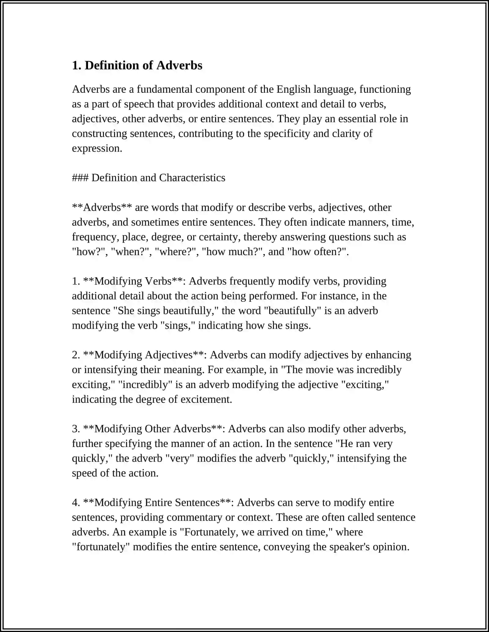 MUSTAQIL ISH: Theme: ADVERBLAR 3