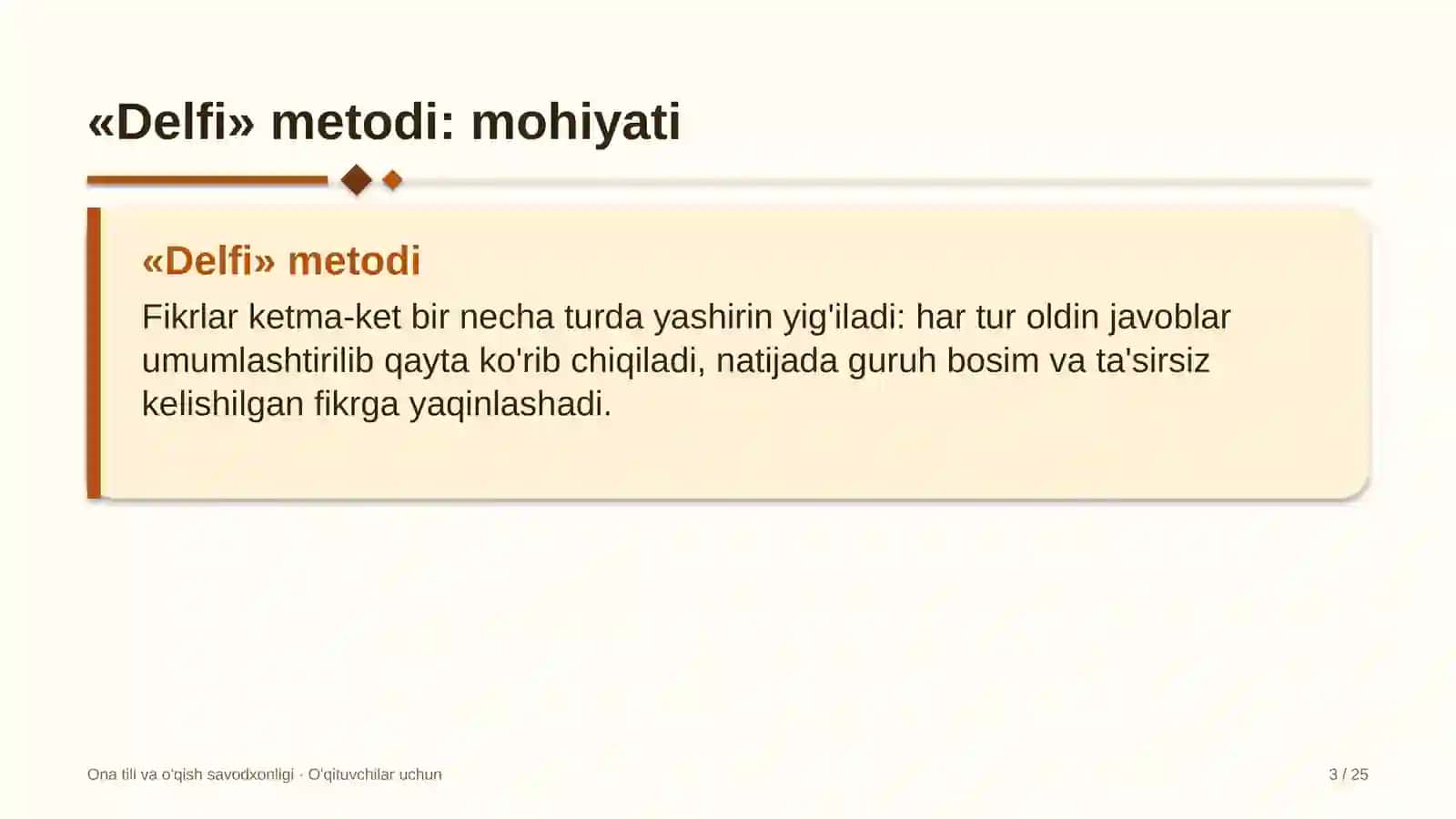 ona tili va o'qish savodxonligi darslarida delfi metodidan foydalanish 3572 3