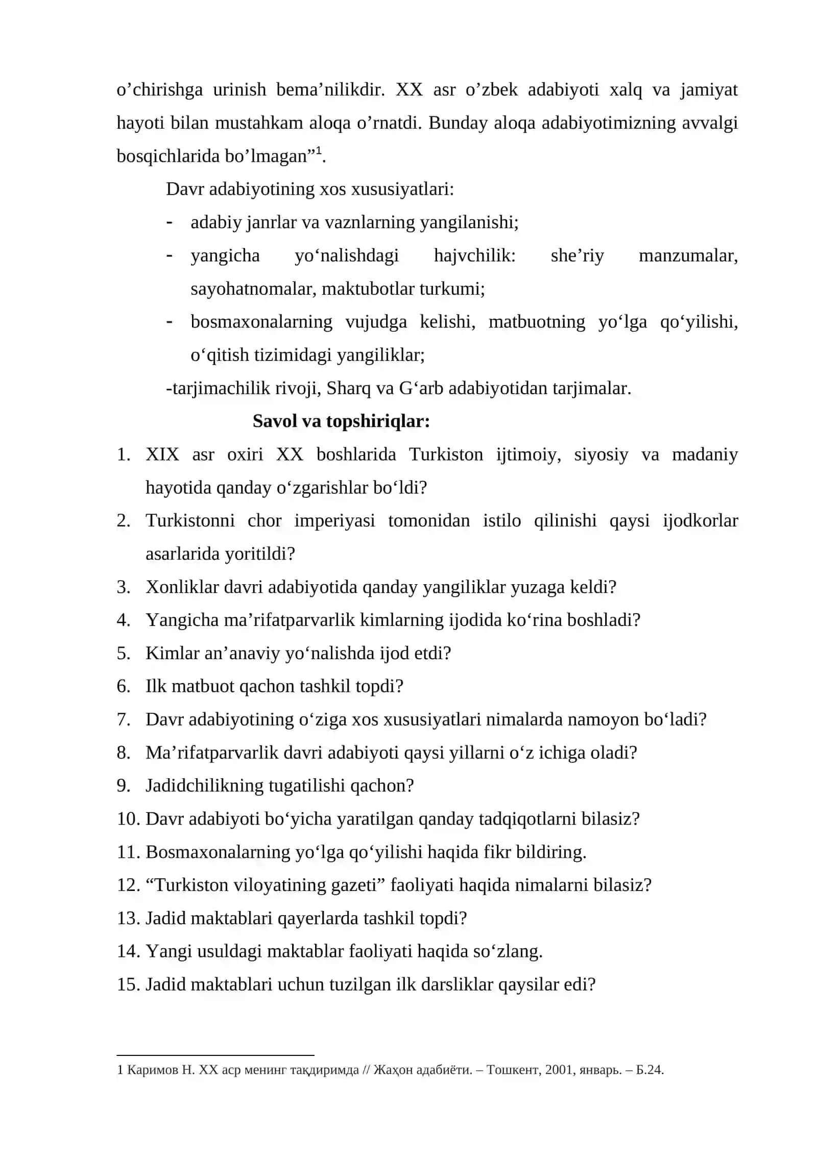O‘zbek adabiyoti tarixi ( Milliy uyg’onish davri o’zbek adabiyoti – XIX asr oxiri va – XX asr boshlari) 3