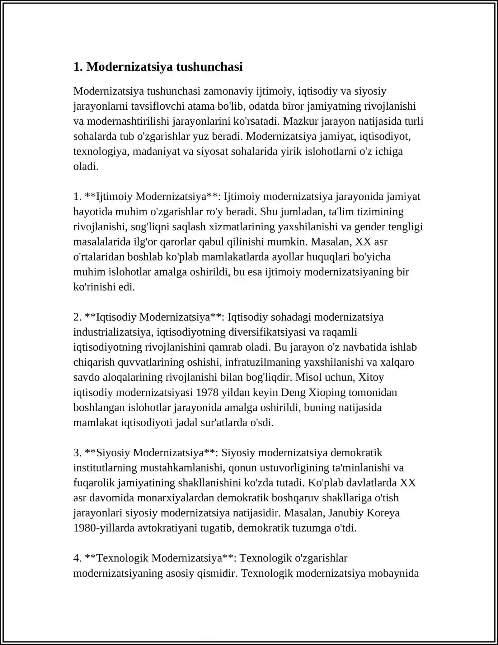 MODERNZATSIYA JARAYONLARI HAQIDA MALUMOT 3