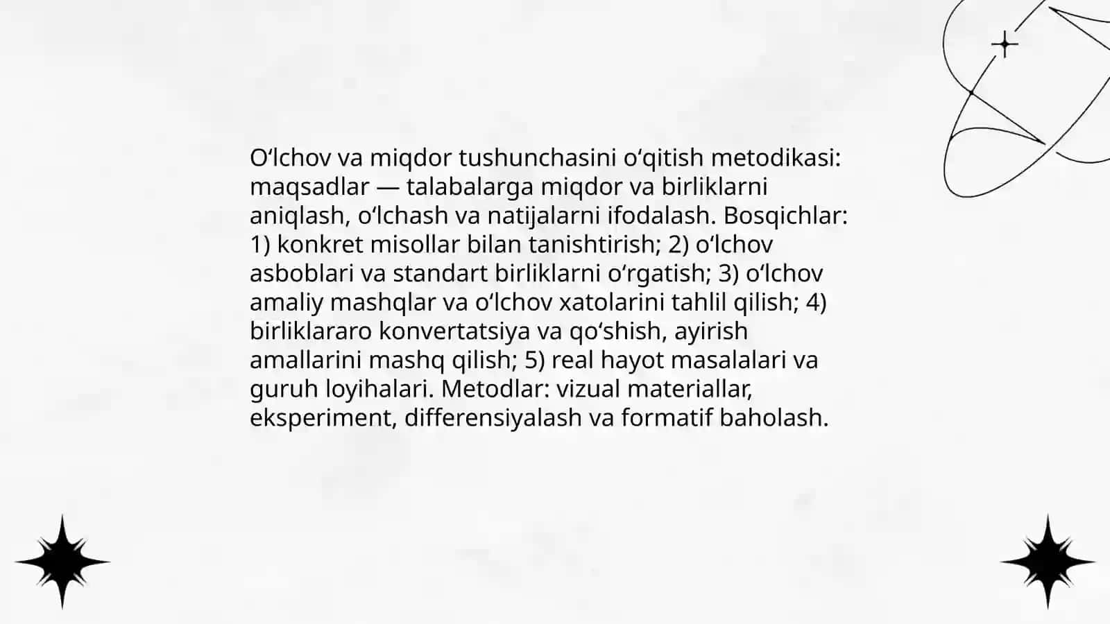Oʻlchov va miqdor tushunchasini oʻqitish metodikasi 3