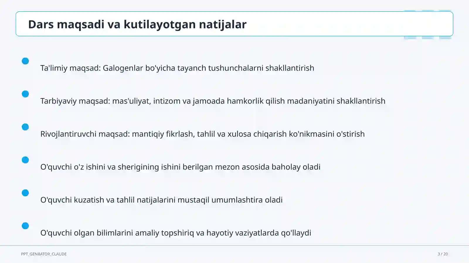 Galogenlar (9-sinf) 2