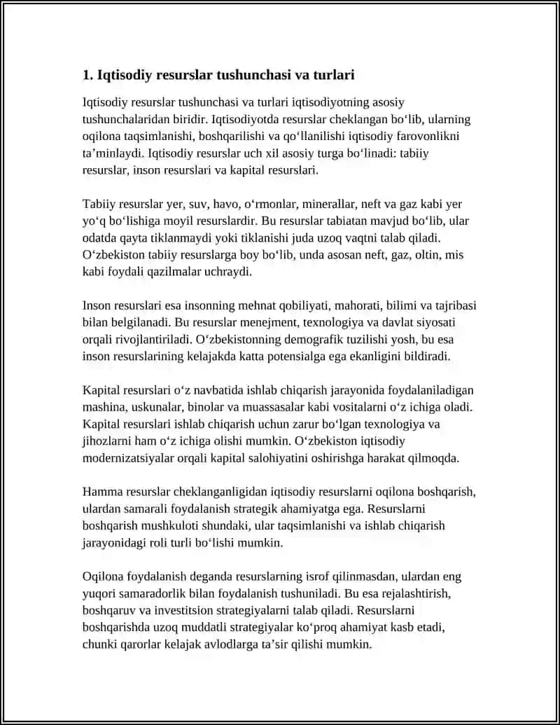 IQTISODIY RESURSLAR VA ULARDAN OQILONA FOYDALANISH 3