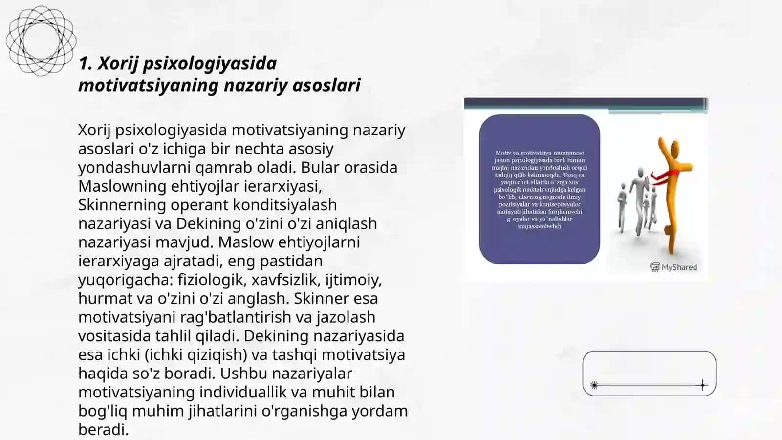 Xorij psixologiyasida motiv va motivatsiya muomosi 3