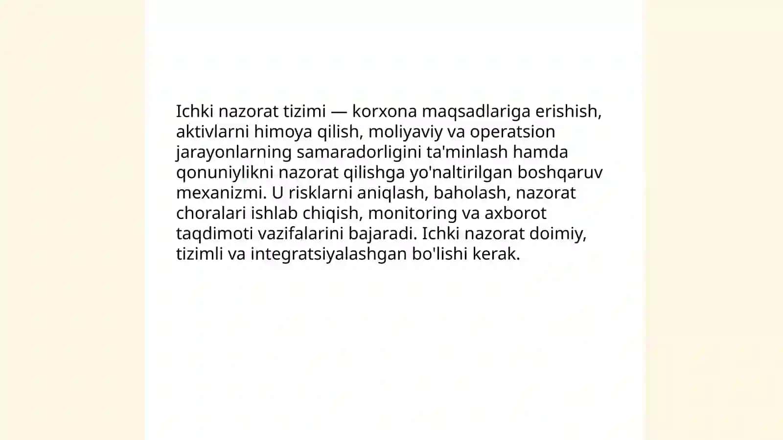 Ichki nazorat tizimi va uning funksiyalari 3