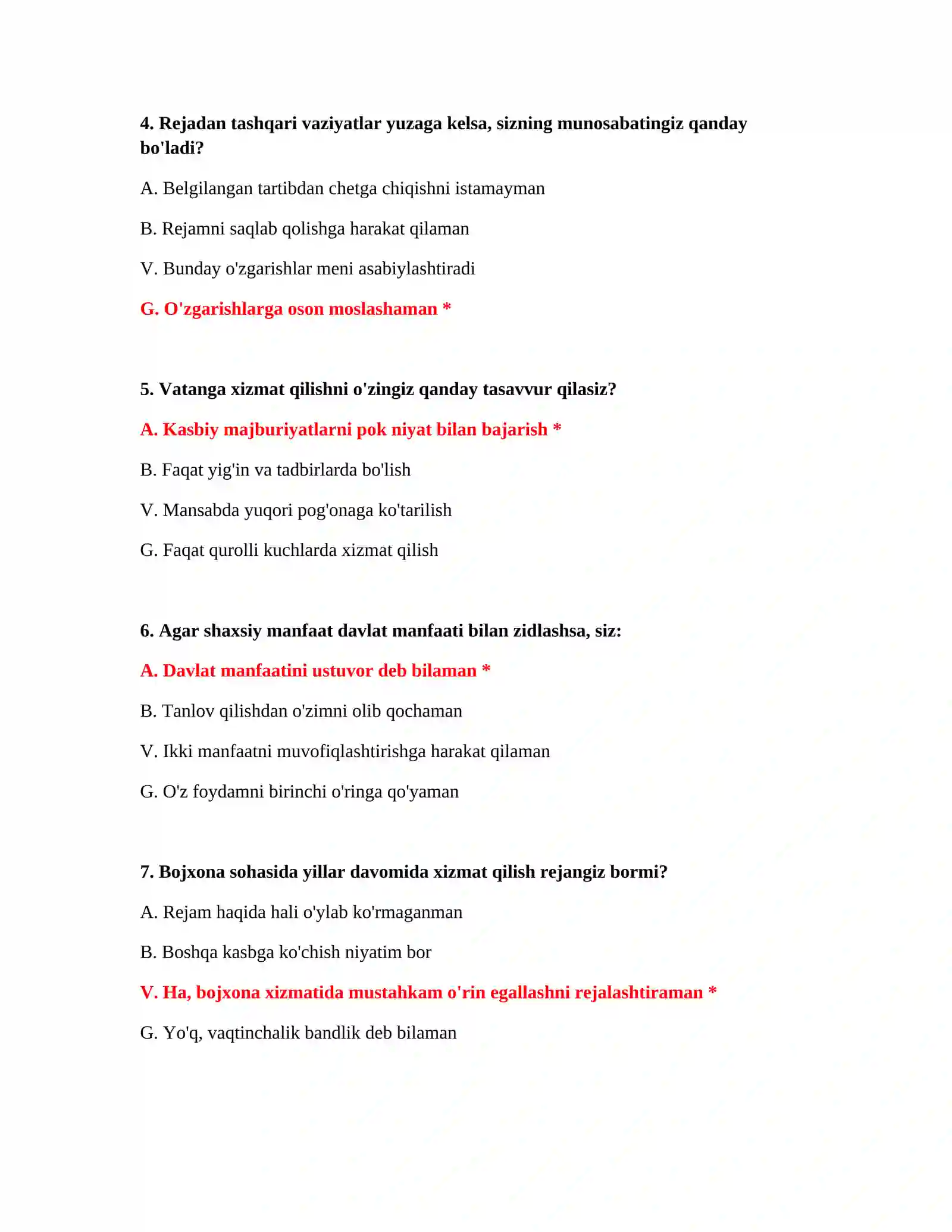 Bojxona qo‘mitasi testlari 3