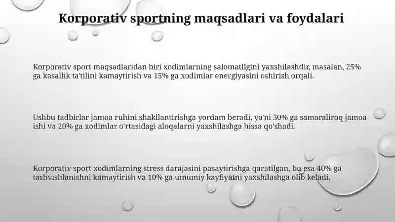 Korporativ sportni baholash, məzənələri və sahələrini qoʻllash indikatorlari 3